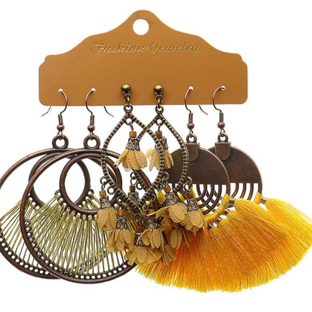 3 Pairs of Boho Style Dangle Earrings